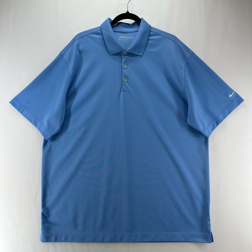 Nike Golf Shirt Mens Sz XL Dri-Fit Polo Performance Jersey Short Sleeve Blue